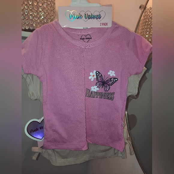 Pink Velvet Butterfly Sequin T-Shirt Pack - Picture 3 of 6